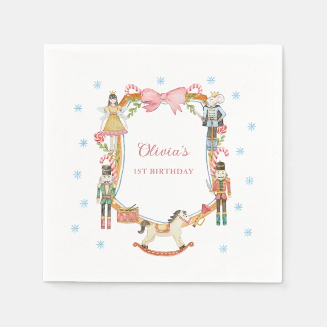 Nutcracker Rosa Jul 1:a födelsedagen Pappersservett (Framsidan)
