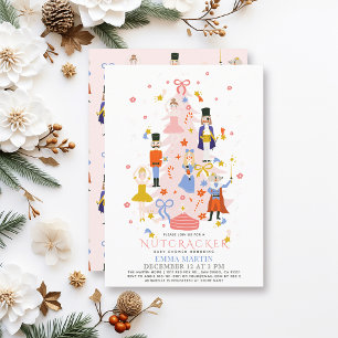 Nutcracker Rosa Julgran Baby Shower Inbjudningar
