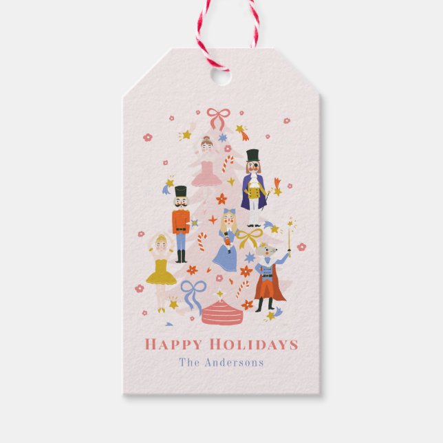 Nutcracker Rosa Julgran Helgdag Presentetikett (Framsidan)