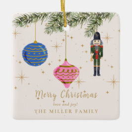 Nutcracker, rosa julgransprydnad keramik