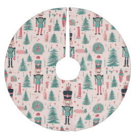 Nutcracker Rosa Mint Mönster Julgran Skirt Julgransmatta Borstad Polyester