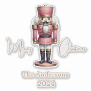 Nutcracker rosa vit, enkel jul klistermärken