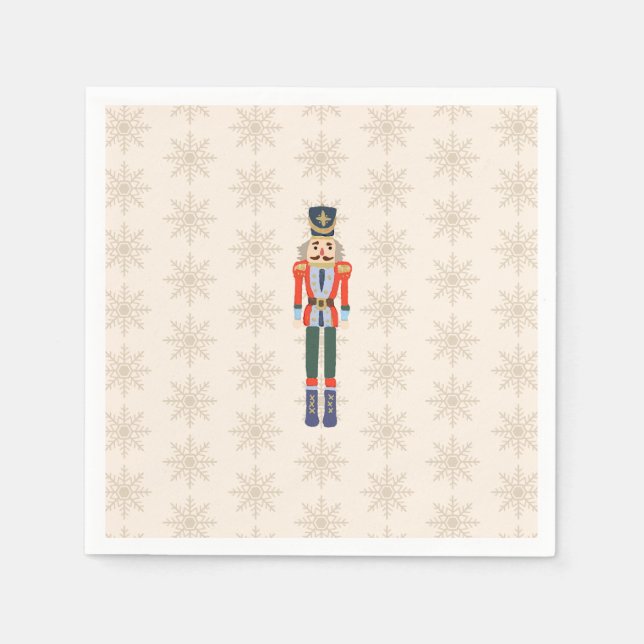 Nutcracker Snowflake Pattern Holiday Paper Napkin Pappersservett (Framsidan)