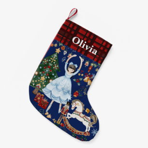 Nutcracker Soldier Ballet Clara Red Gingham Blue Liten Julstrumpa