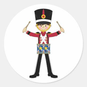 Nutcracker Soldier Spela Drums Sticker Runt Klistermärke
