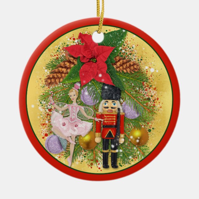 Nutcracker Soldier Sugar Plum Fairy God Jul Julaft Julgransprydnad Keramik (Framsidan)