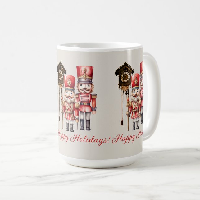Nutcracker Soldiers Glad helg Clock Kaffemugg (Framsida höger)