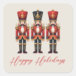 Nutcracker Soldiers Lycklig Helgdag Fyrkantigt Klistermärke