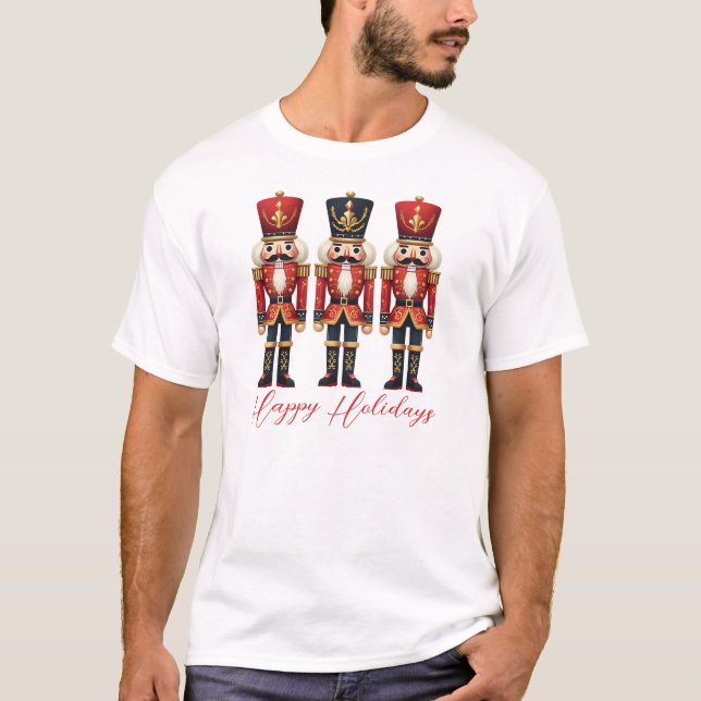 Nutcracker Soldiers Lycklig Helgdag T Shirt (Framsida)