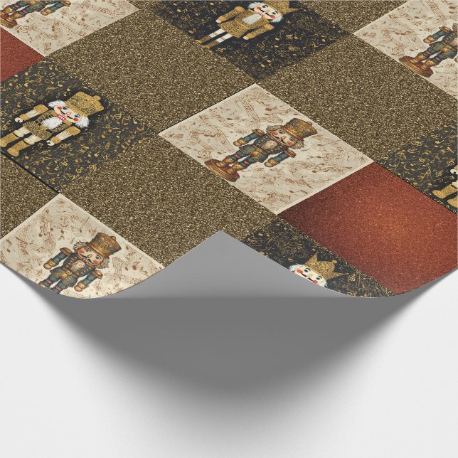 Nutcracker Sparkle Checkerboard Traditional Presentpapper (Hörn)