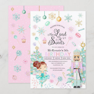 Nutcracker Sugar Plum Fairy God Jul Födelsedag Inbjudningar