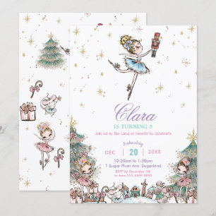 Nutcracker Sugar Plum Fairy God Jul Födelsedag Inbjudningar