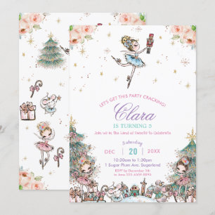 Nutcracker Sugar Plum Fairy God Jul Födelsedag Inbjudningar