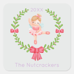 Nutcracker Sugar Plum Fairy God jul Fyrkantigt Klistermärke