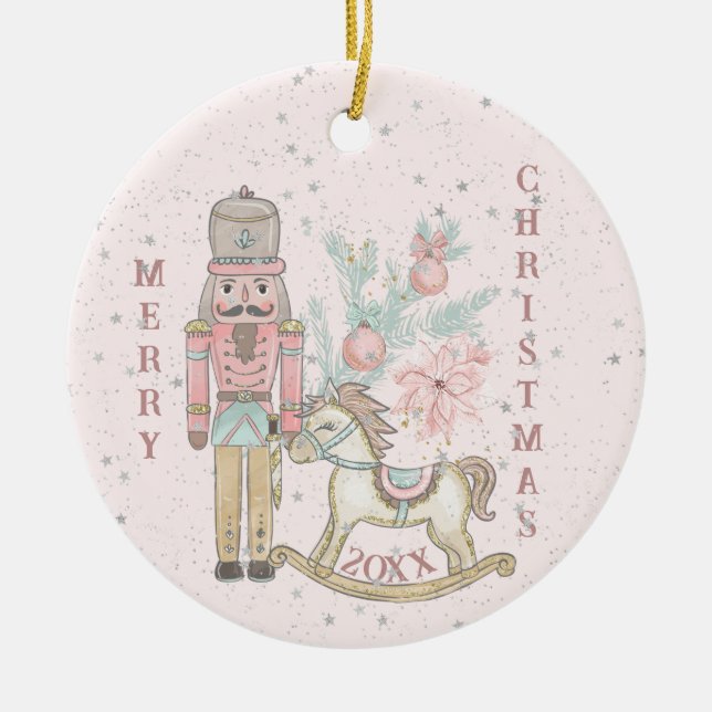 Nutcracker Suite med hans Rocking Horse Julgransprydnad Keramik (Framsidan)