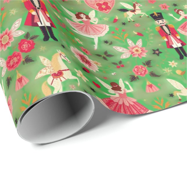 Nutcracker Suite Sugar Plum Fairy Flies Horses Presentpapper (Rullad Hörn)