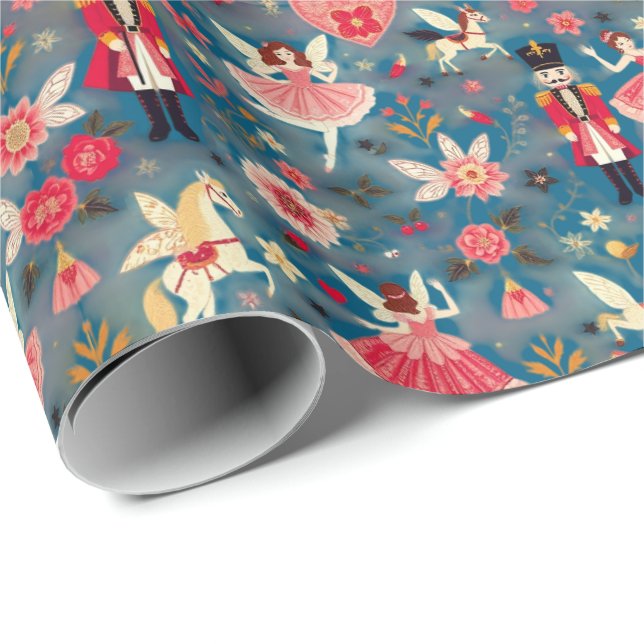 Nutcracker Suite Sugar Plum Fairy Flies Horses Presentpapper (Rullad Hörn)