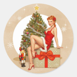 Nutcracker Sweet Retro Pinup Christmas Sticker Runt Klistermärke