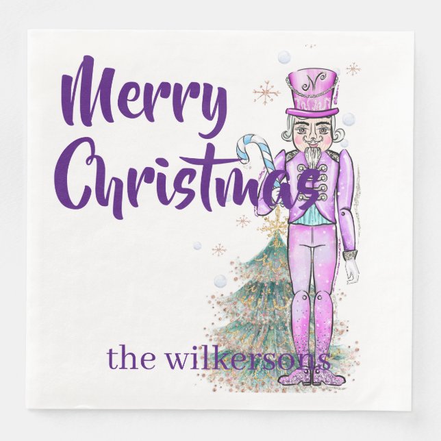 Nutcracker-tema Anpassat namn Lila jul Pappersservett (Framsida)