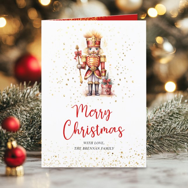 Nutcracker Traditional Festive Botanical-jul Helgkort (Nutcracker Traditional Festive Botanical Christmas Holiday Card)