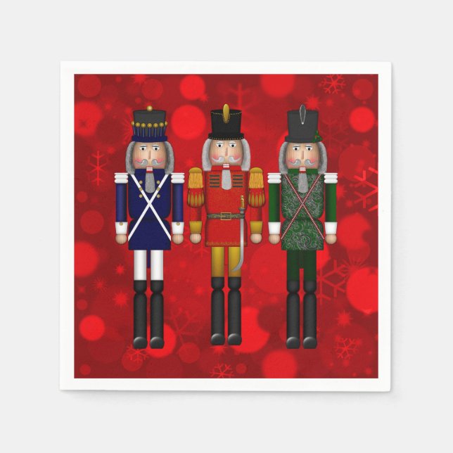 Nutcracker Trio-Red-Bokeh-PAPPRA PARTY NAPKINS Pappersservett (Framsidan)
