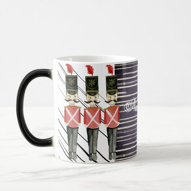 Nutcracker Trio Stripe Blue Red Soldier Magisk Mugg (Vänster)