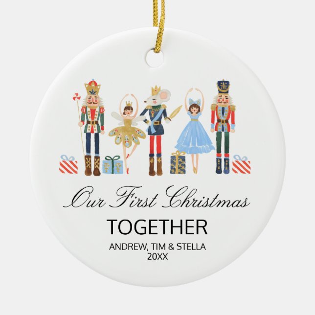 Nutcracker Vår första jul tillsammans Julgransprydnad Keramik (Framsidan)