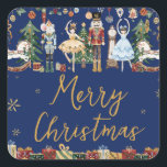 Nutcracker Vintage jul Square Fyrkantigt Klistermärke<br><div class="desc">Festiv Nutcracker-klistermärken. Anpassa den med er egen formulering. c) Somerset Bra Paperie</div>