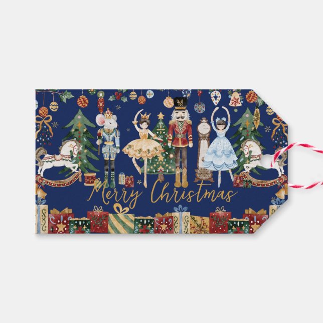 Nutcracker Vintage-julen Presentetikett (Framsidan (Horizontal))