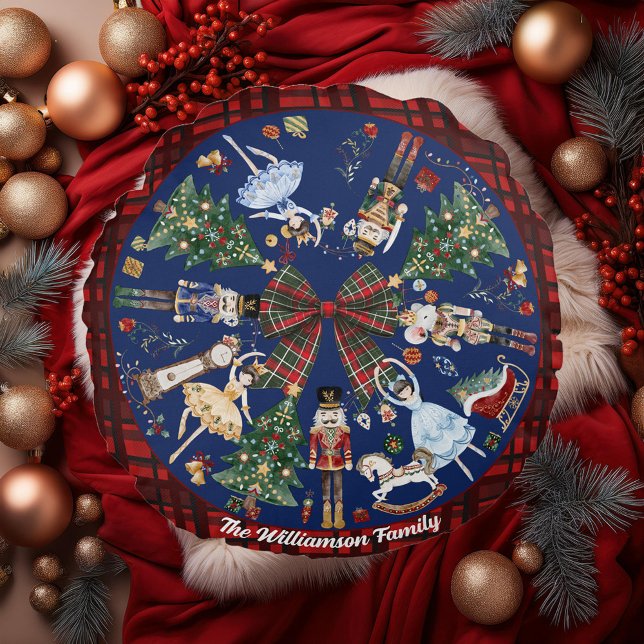 Nutcracker-Vintagen Julsäck - vattenfärg Rund Kudde (Skapare uppladdad)