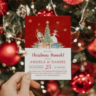 Nutcracker Watercolor jul Brunch Inbjudningar