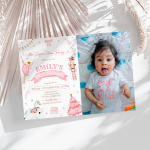 Nutcracker Winter 1:a födelsedagsfoto Inbjudningar