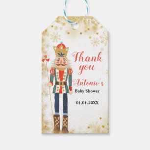 Nutcracker Winter Baby Shower-Märkre för Tack Presentetikett