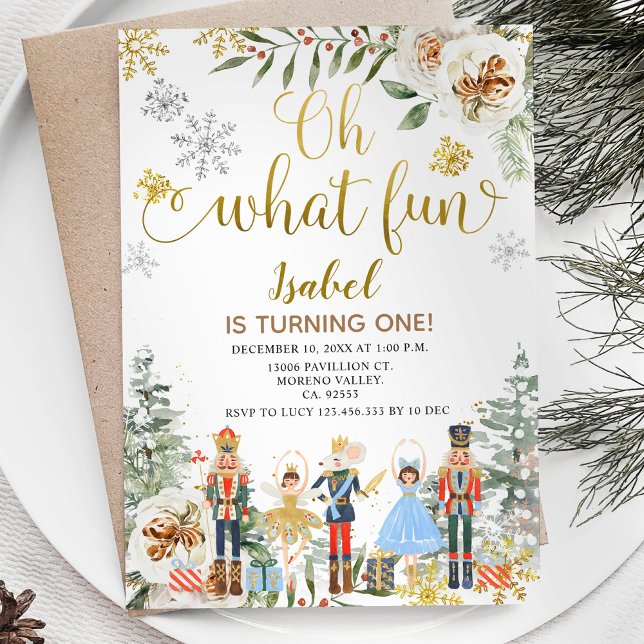 Nutcracker Winter Oh What Roligt First Birthday Inbjudningar (Skapare uppladdad)