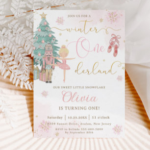 Nutcracker Winter Onederland 1:a födelsedagen Inbjudningar
