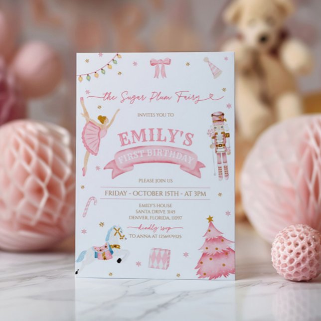 Nutcracker Winter Onederland 1:a födelsedagen Inbjudningar (Skapare uppladdad)