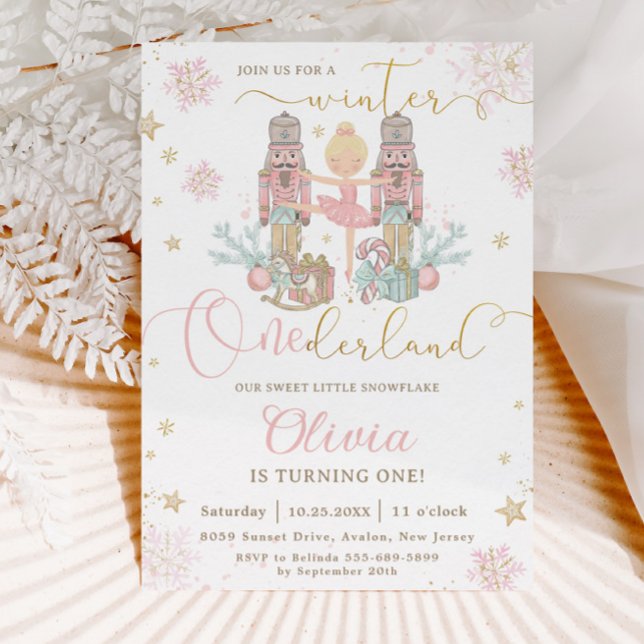 Nutcracker Winter Onederland 1:a födelsedagen Inbjudningar (Skapare uppladdad)