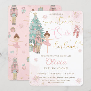 Nutcracker Winter Onederland 1:a födelsedagen Inbjudningar