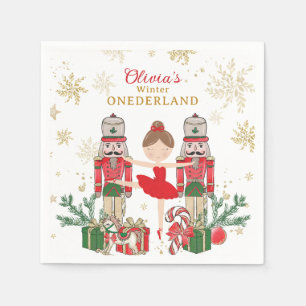 Nutcracker Winter Onederland 1-årsdag Röd Pappersservett