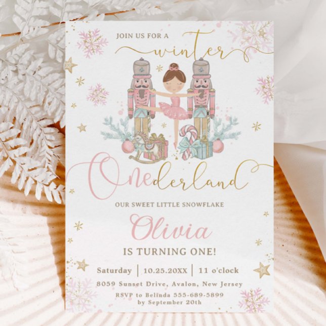 Nutcracker Winter Onederland 1-årsfirande  Inbjudningar (Skapare uppladdad)
