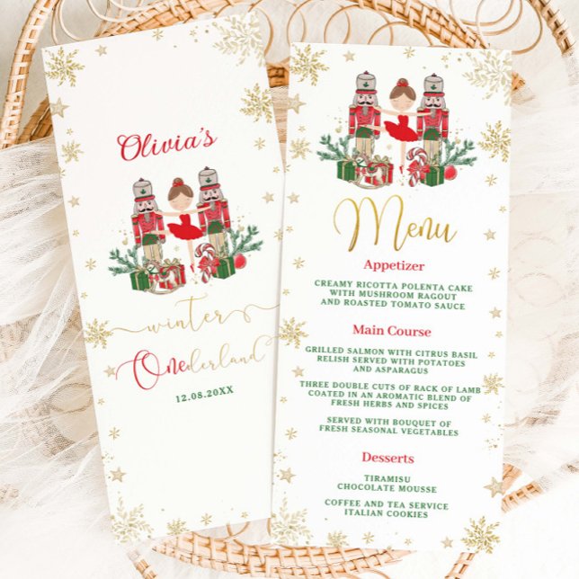 Nutcracker Winter Onederland 1st Birthday Menu Program (Skapare uppladdad)
