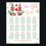 Nutcracker Winter Onederland 1st Birthday Seating  Poster<br><div class="desc">Personalize this festive winter onederland first birthday party seating chart sign / poster easily and quickly, simply press the customize it button to further re-arrange and format the style and placement of the text.  The default design comes with 15 tables, however they can be reduced or increased. Featuring whimsical characters...</div>
