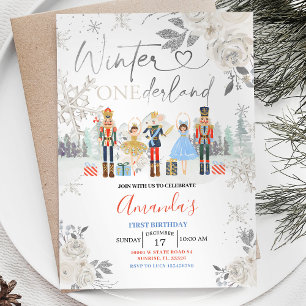 Nutcracker Winter Onederland White Snowflake Inbjudningar