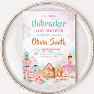 Nutcracker Winter Snöflingor Baby Shower Inbjudningar
