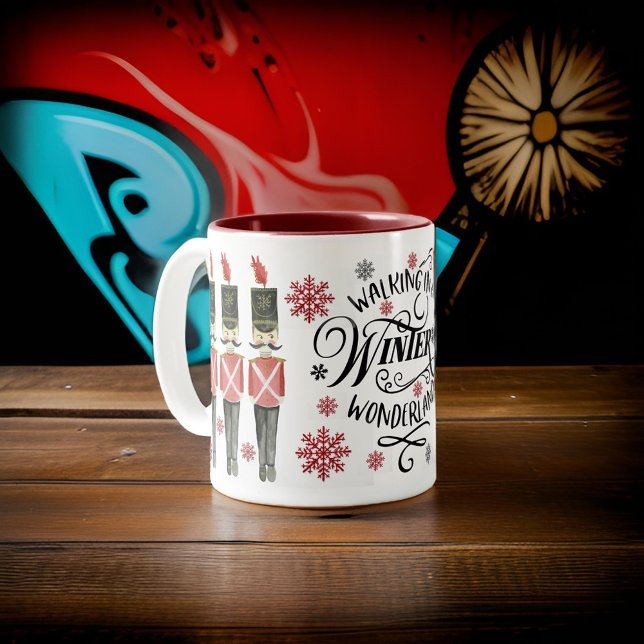 Nutcracker Winter Wonderland Script Snowflake Två-Tonad Mugg (Skapare uppladdad)