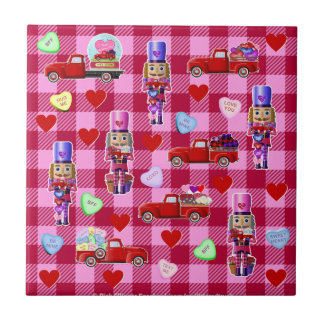 Nutcrackers och Little Red Lastbilar Valentines Kakelplatta
