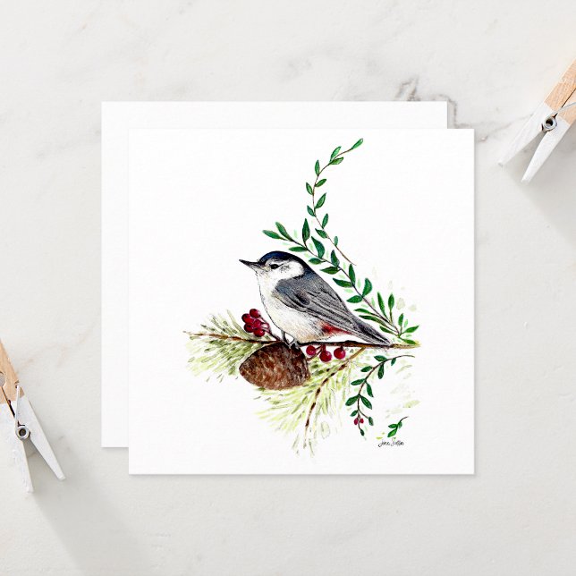 Nuthatch Bird Painting Kort (Nuthatch Bird Painting Card from Jenn's Emporium. )