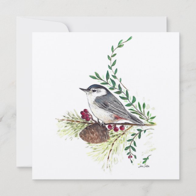 Nuthatch Bird Painting Kort (Framsida)