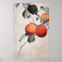 Nuthatch on Persimmons av Ohara Koson Poster