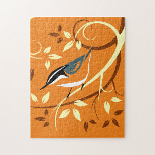 Nuthatch på Stylized gren Pussel